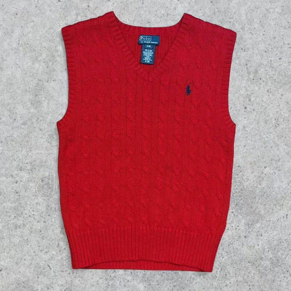 Polo Ralph Lauren Red Cable Knit Sweater Vest